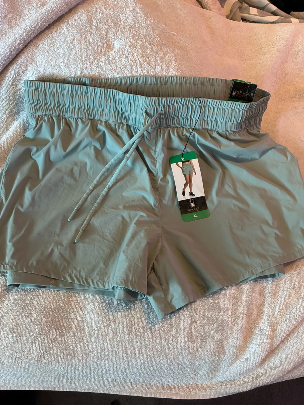 NWT Spyder Active 2 in 1 Running Shorts True Sage Women’s XL